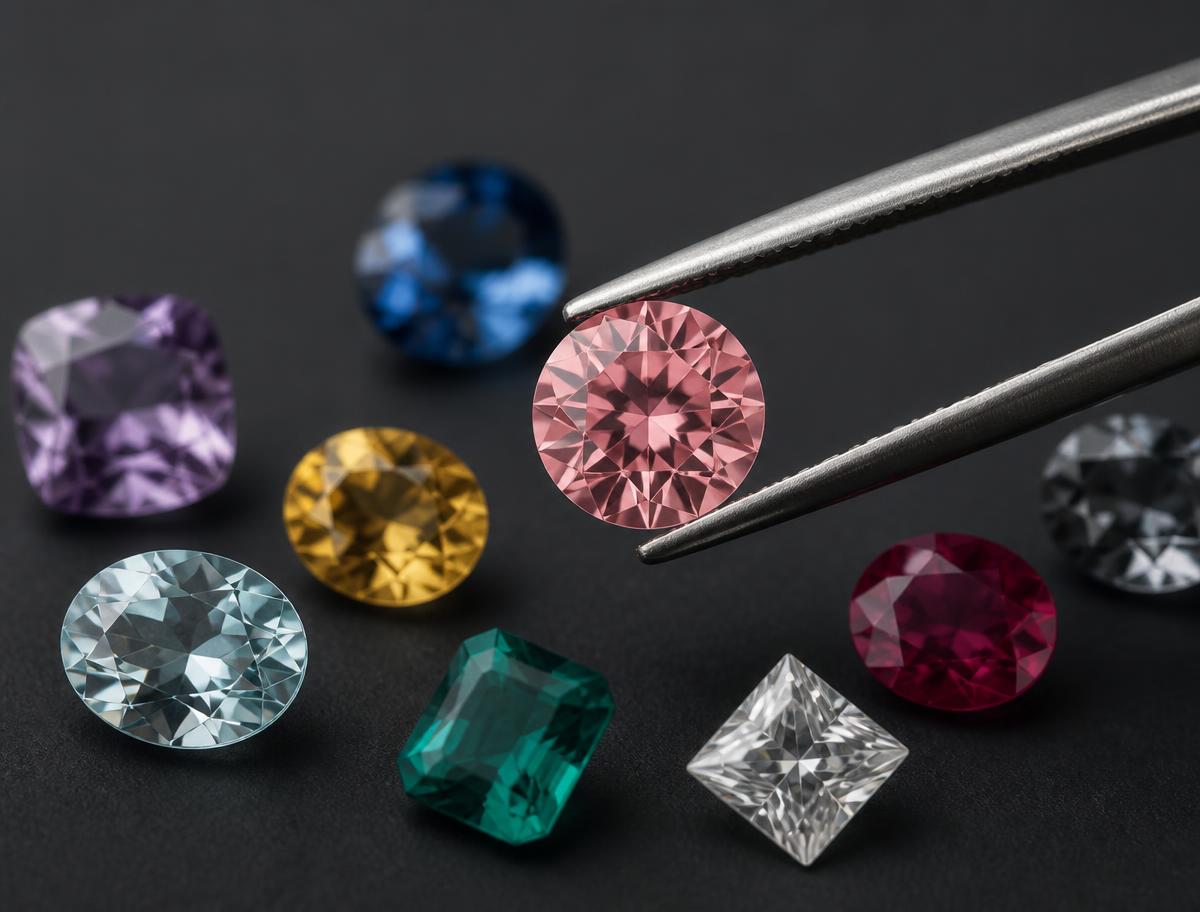 Loose faceted natural gemstones showing crisp facet symmetry